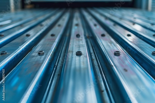 Closeup shot of automatic metal roller door in various industrial settings featuring corrugated and foldable metal sheet for space saving