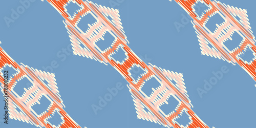 ikat Abstract Ethnic art. Seamless pattern in tribal, folk embroidery, and Mexican style. Aztec geometric art ornament print.Design for carpet, cover.wallpaper, wrapping, fabric, clothing