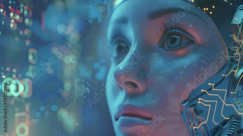 Futuristic Vision of AI - Close-up of a Female Robot Face
