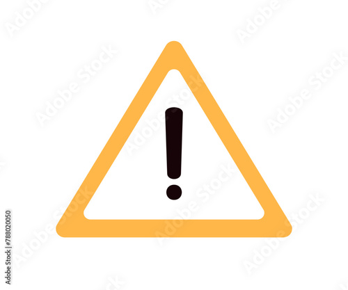Warning exclamation mark, triangle sign. Beware of danger, security and risk symbol. Caution, attention, alert and precaution signal. Flat graphic vector illustration isolated on white background