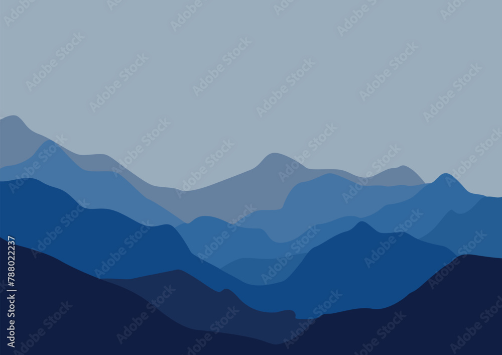 Beautiful landscape mountains. Vector illustration in flat style.