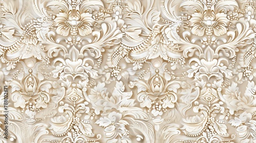 seamless texture of vintage crochet lace with a textured, handcrafted appearance in a cream or beige color