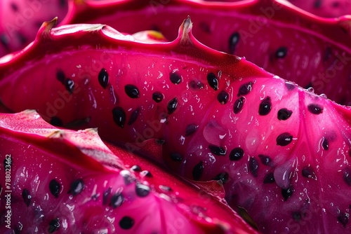 Detailed view of red dragon fruit slice