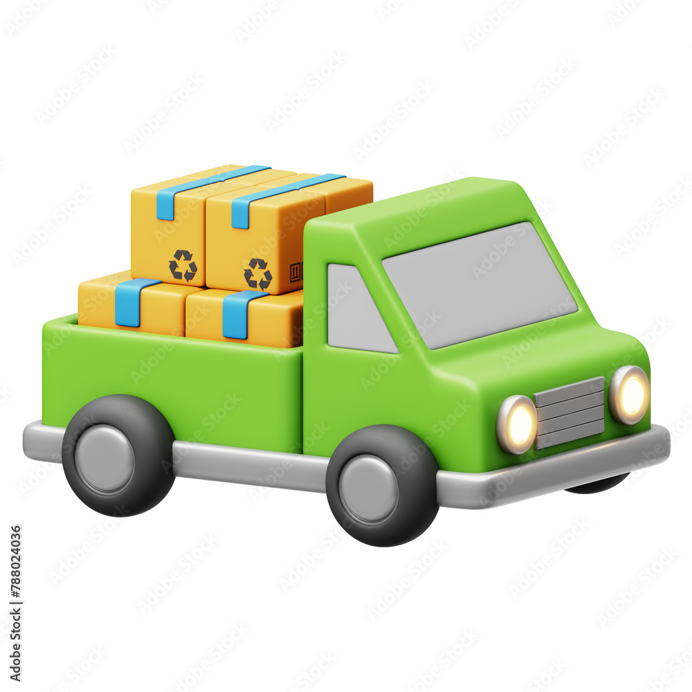 Truck Delivery 3D Icon Rendering Isolated Transparent Background	