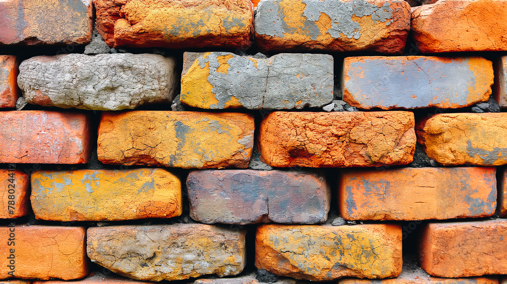 A brick wall with a variety of colors and textures A brick wall with a variety of colors and textures