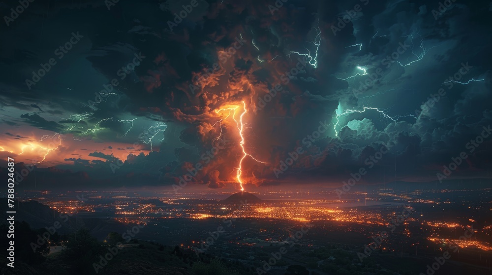 Night Thunderstorm: An image capturing the power of a night thunderstorm