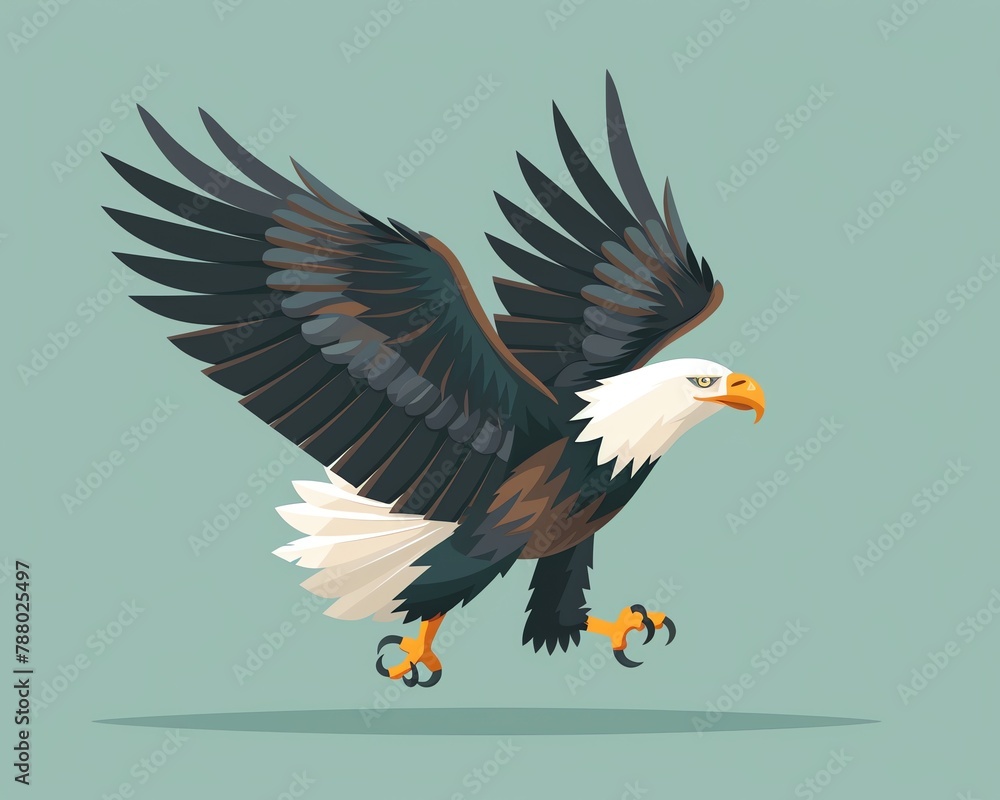 Fototapeta premium Eagle 3d, cartoon, flat design