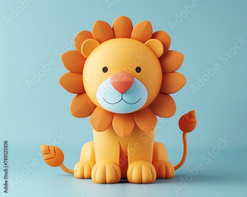 Lion 3d  cartoon  flat design
