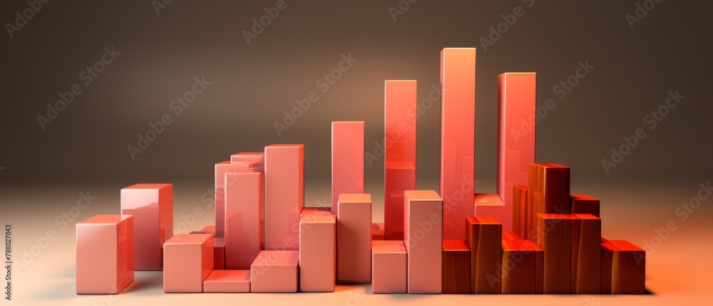 Fototapeta premium 3D minimalist bar graph with declining arrows indicating budget cuts,