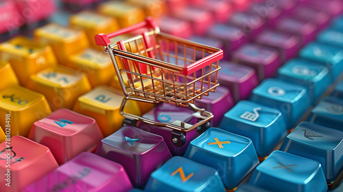 shopping cart on computer k...
