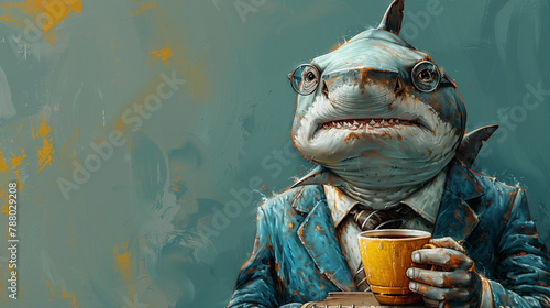 illustration of shark in bu...