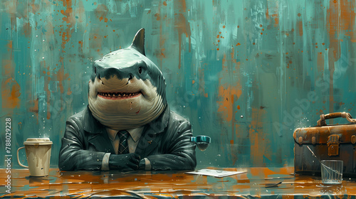 illustration of shark in bu...