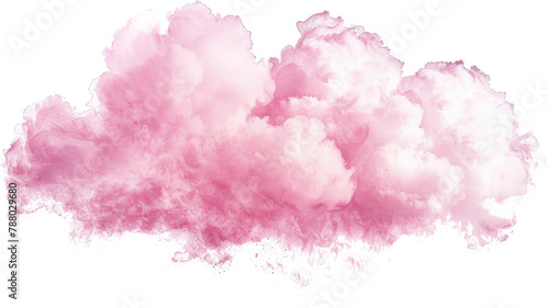 Soft and fluffy pink cloud watercolor painting, pastel pink clouds element
