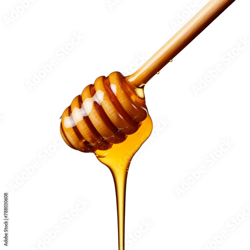 Honey dripping isolated on a white background, bee products by organic natural ingredients concept