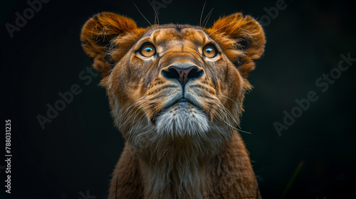 portrait of a lion on black...