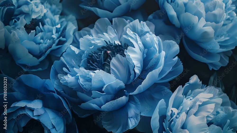 Elegant Blue Peonies with Soft Colors Elegant Blue Peonies with Soft Colors