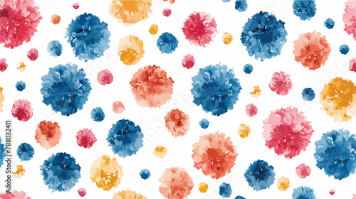 Modern seamless pattern with colorful pom poms photo