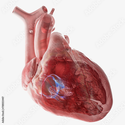 Human heart tricuspid valve, illustration photo