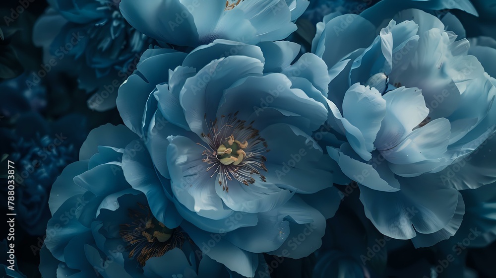 Blue Peonies in Delicate Brushstrokes Blue Peonies in Delicate Brushstrokes
