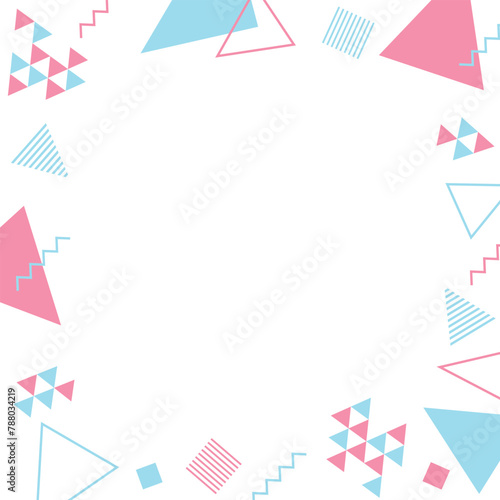 かわいいポップな三角形のメンフィスデザインのフレーム囲み枠(1:1)