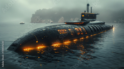 modern submarine in the sea photo