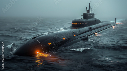 modern submarine in the sea photo