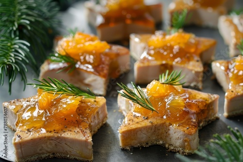 Foie gras and orange jelly on star shaped bread