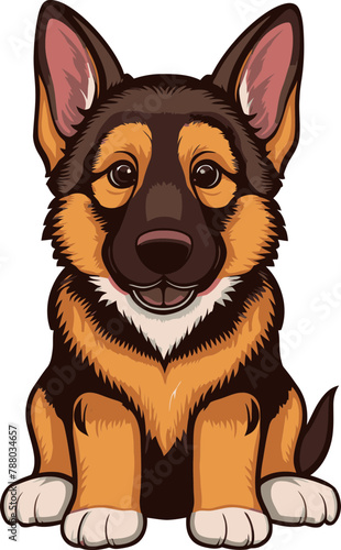 Cute german shepherd puppy vector illustration
