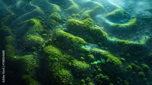 green coral reef in the sea