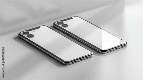 two smart phones mock up on white background