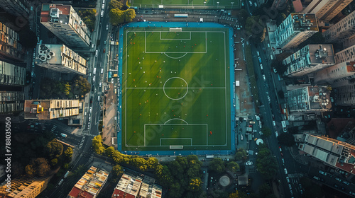 soccer field, above view