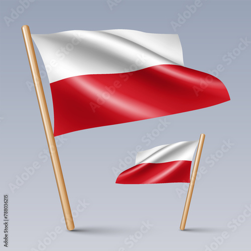 Vector illustration of two 3D-style flag icons of Poland isolated on light background. Created using gradient meshes, EPS 10 vector design elements from world collection