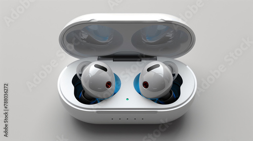 white ear bud on white back...