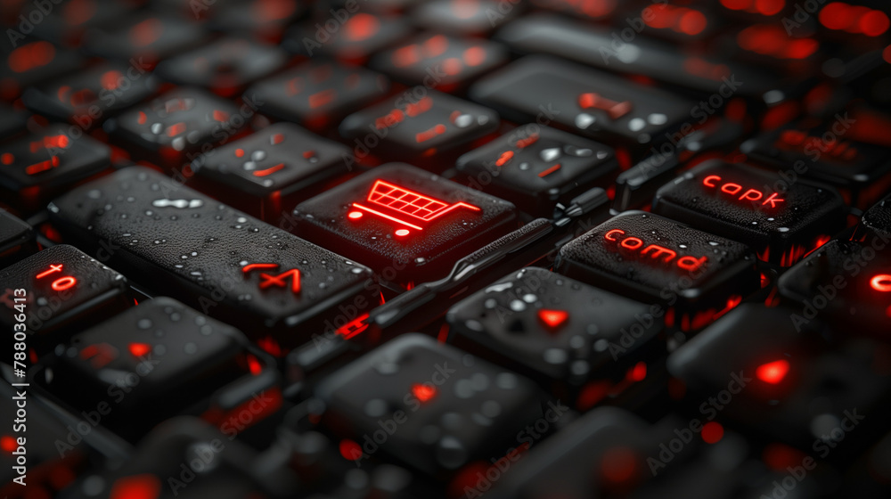keyboard with shopping cart symbol, shopping online concept