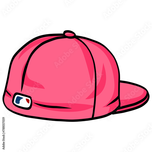 Baseball Cap Pink Fitted Hat Vector Illustration