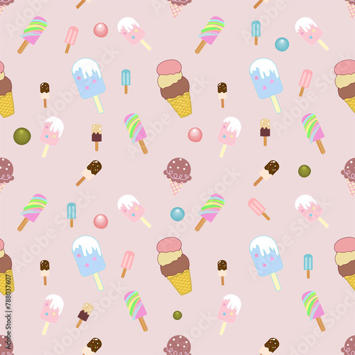Seamless patter of ice cream on  background for background and texture wrapping paper concept