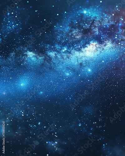 Illuminated night sky scattered with shimmering stars and swirling galaxies , 3DCG,high resulution,clean sharp focus