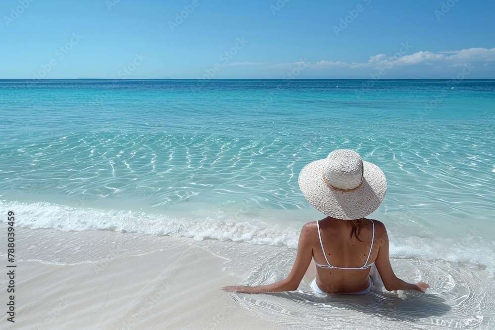 Fototapeta premium Umbrellas, sunglasses, etc, are great for soaking up the getting a tan at the beach, summer travel.