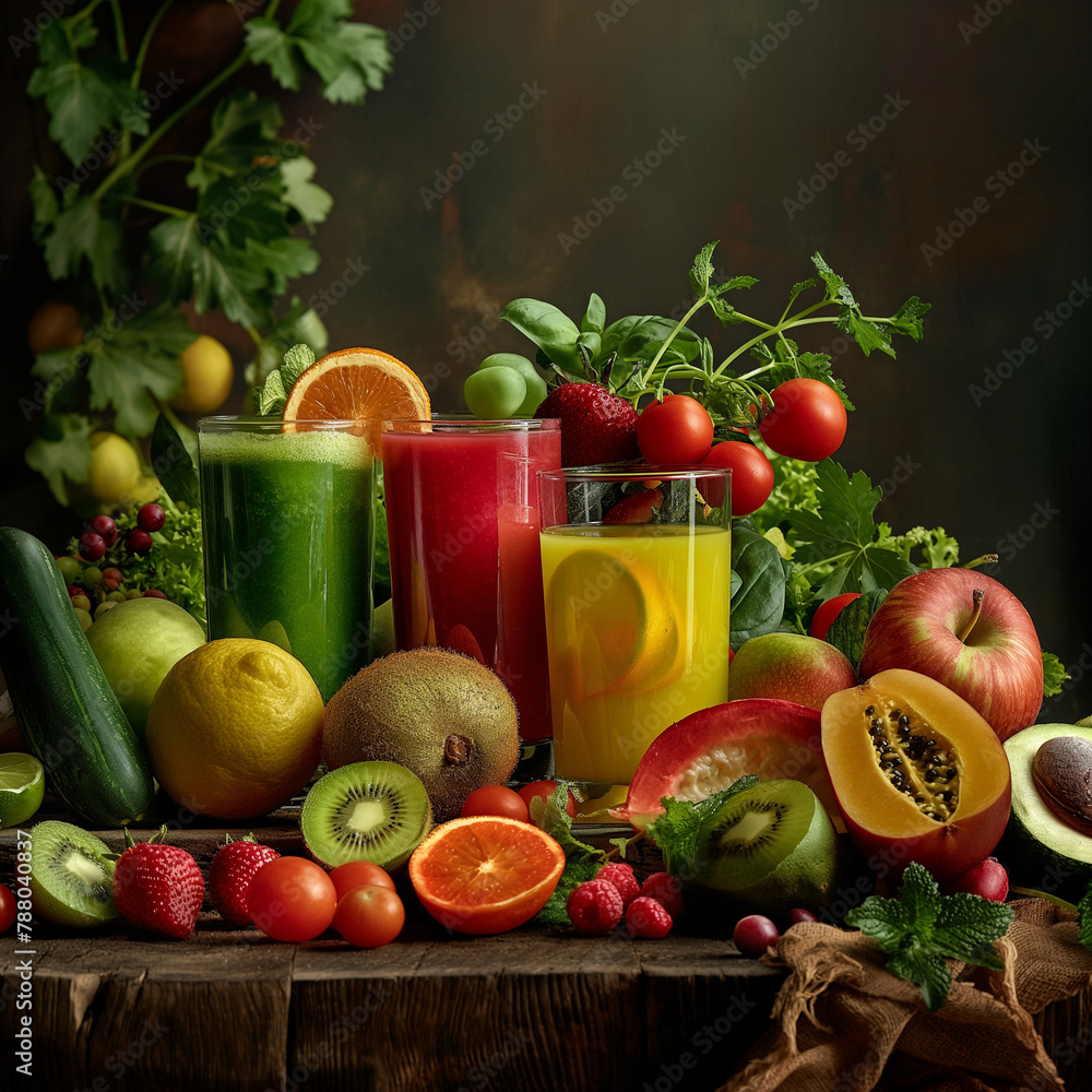 Healty fresh food on table make with AI generate Healty fresh food on table make with AI generate