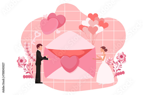 Wedding Party Flat Design Illustration