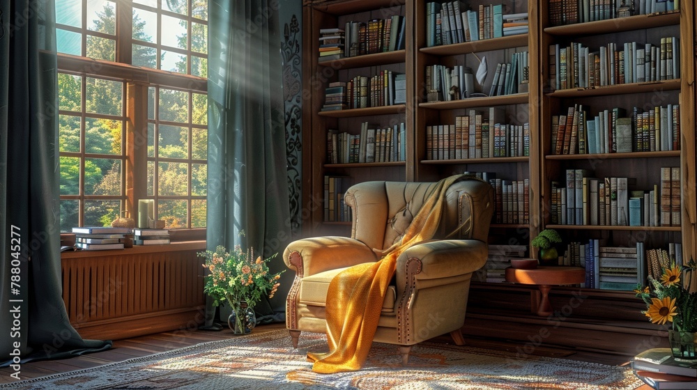 Cozy reading corner with comfortable armchairs