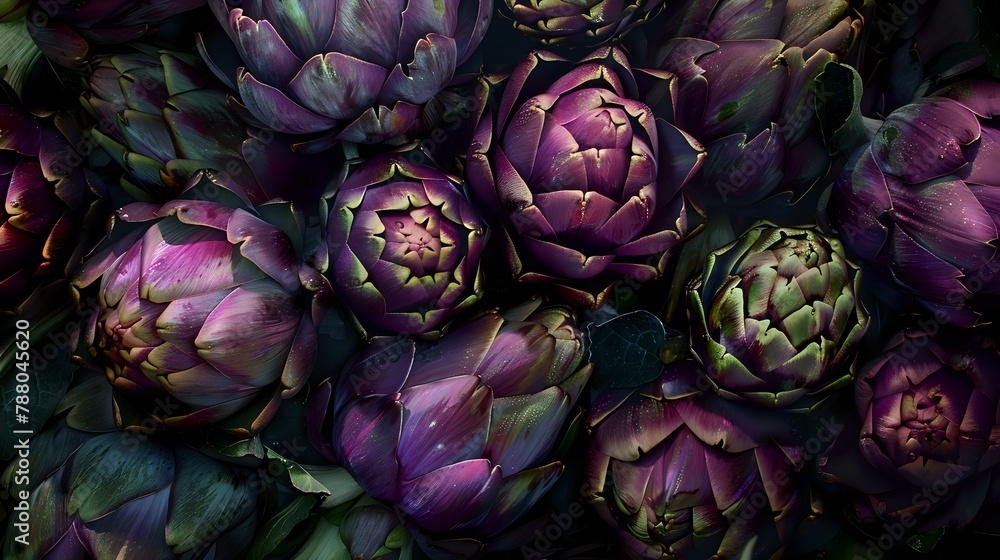 Fototapeta premium Exquisite Display of Artichokes in Vibrant Colors
