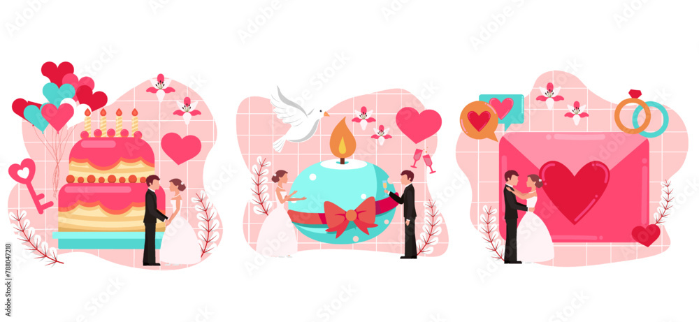 Wedding Flat Bundle Design Illustration Wedding Flat Bundle Design Illustration