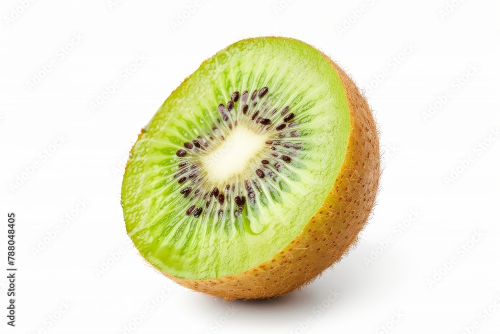 Half ripe kiwi isolated on white background Half ripe kiwi isolated on white background