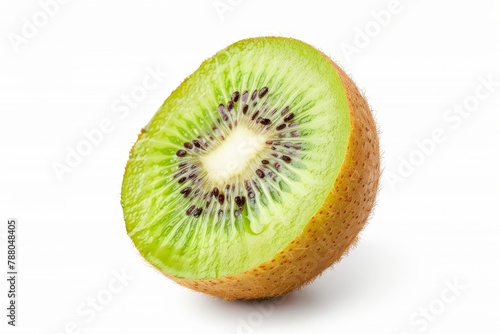 Half ripe kiwi isolated on white background