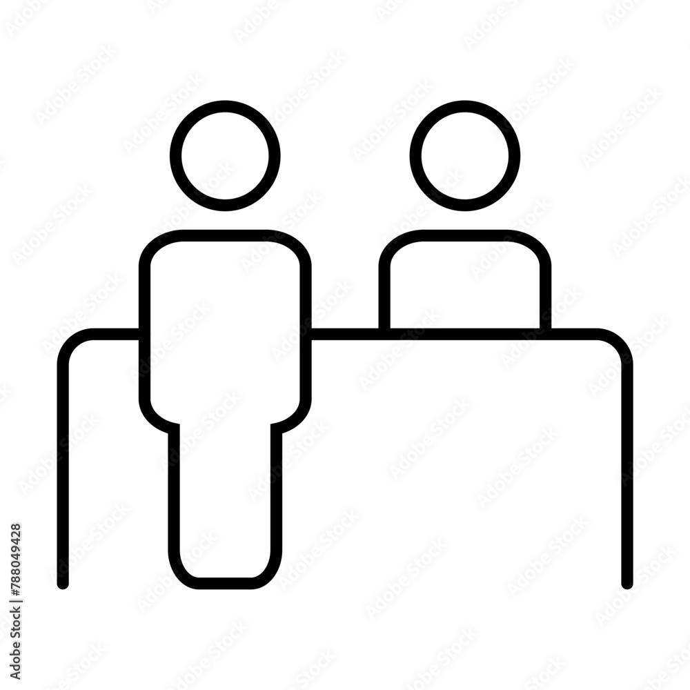 Fototapeta premium Customer service desk vector icon. Reception symbol for graphic design, logo, web site, social media, mobile app, ui