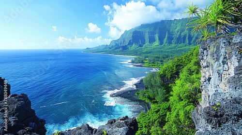 Majestic Na Pali Coastline View in Kauai, Hawaii