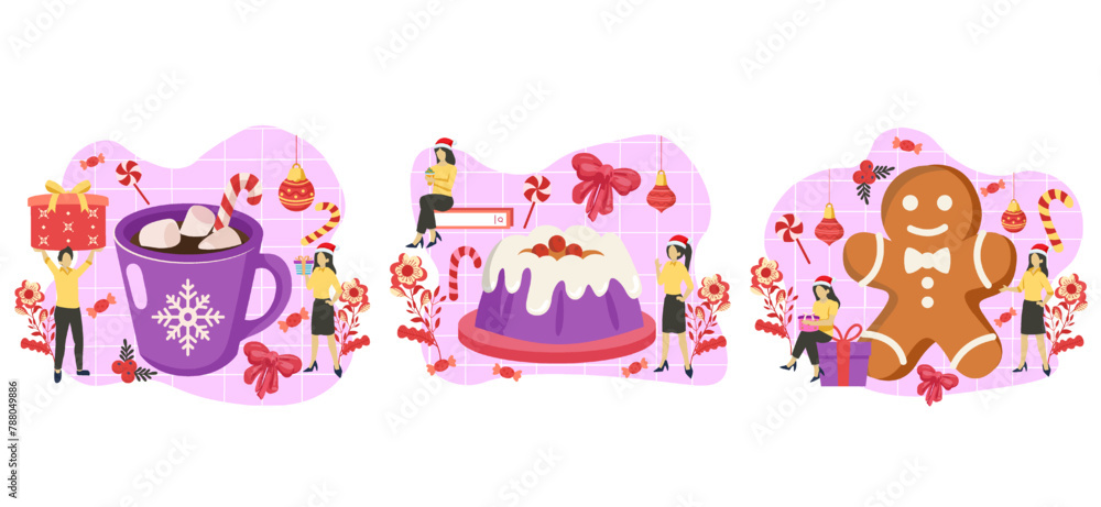 Flat Bundle Christmas Celebration Design Illustration Flat Bundle Christmas Celebration Design Illustration