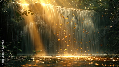 Serene Waterfall in Autumn Forest © Настя Олейничук
