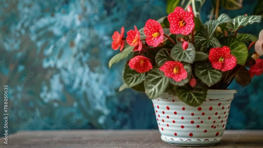 video red polka dot begonia in pot video red polka dot begonia in pot
